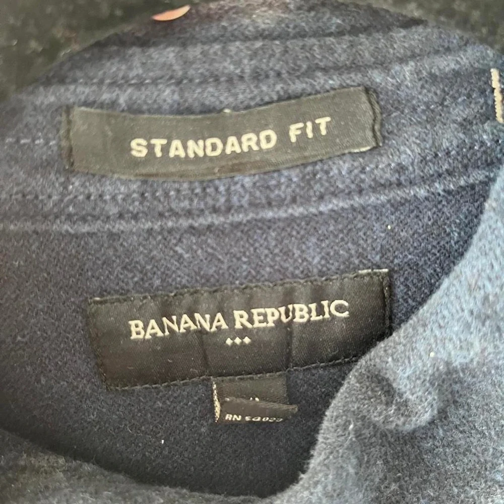Banana Republic Distressed Navy Blue Button Up Shirt Workwear
